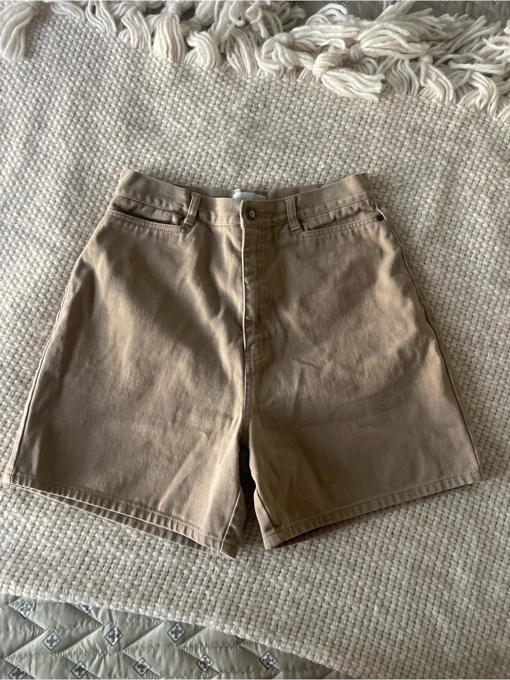 Christopher & Banks Warm Sand High Waisted Cotton Shorts